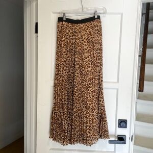 Leopard-Print Pleated Midi Skirt